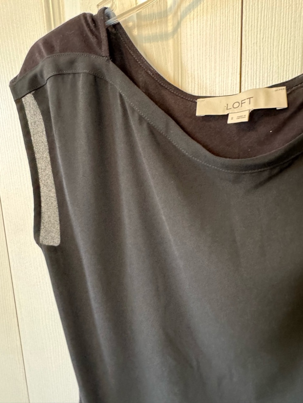 2 Loft Short Sleeve Sheer Tops Sz Small Oversized Navy Yellow Flowers &All Black - Picture 10 of 15